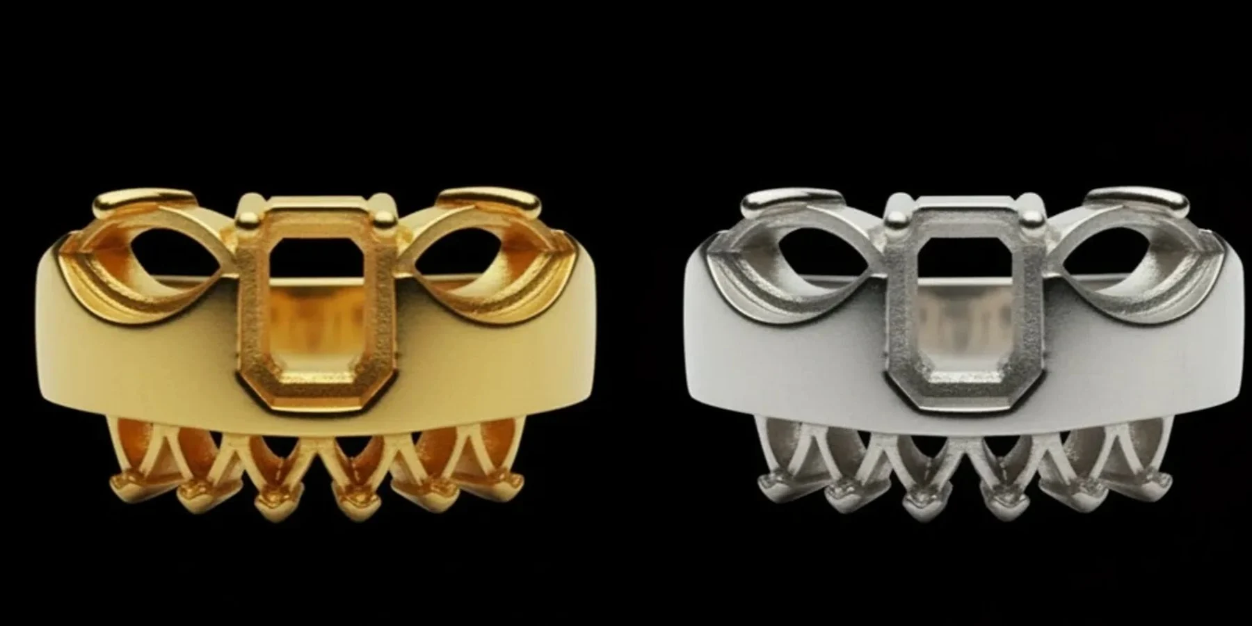 Louis Hira ring frame in polished platinum